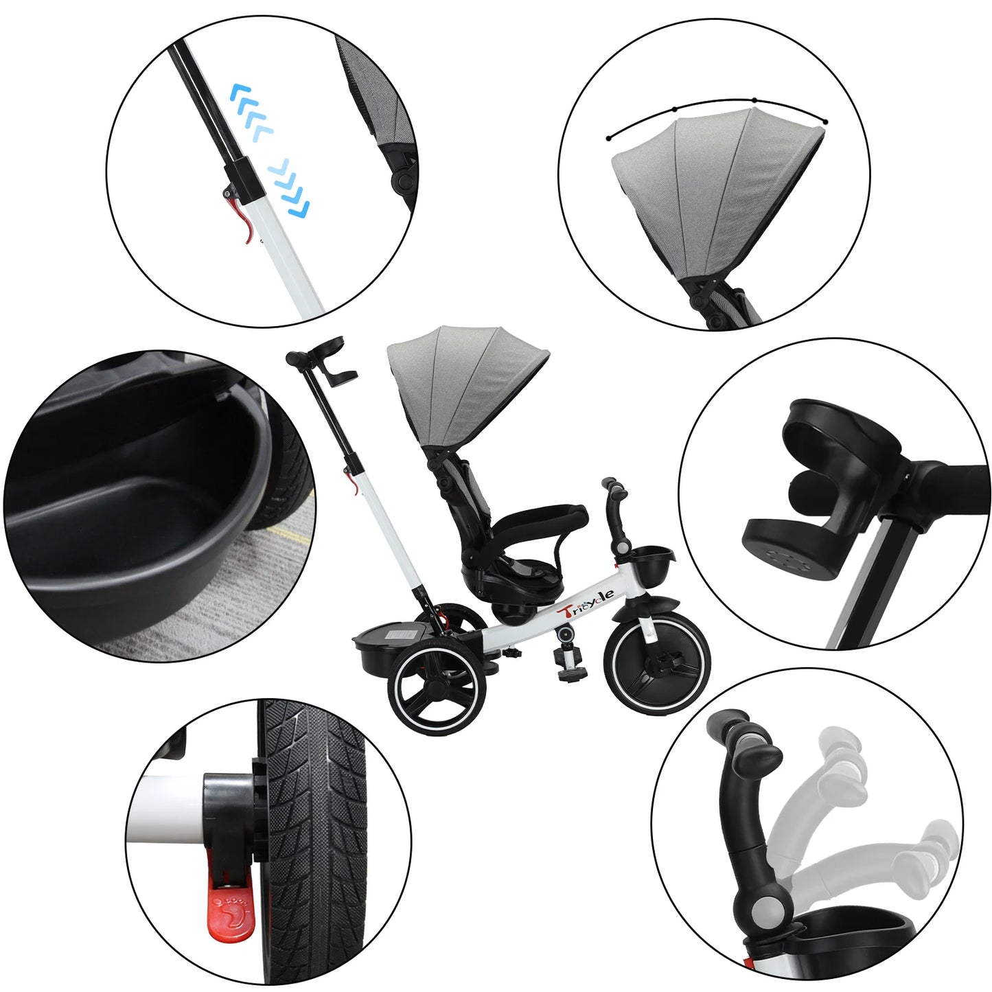Ubravoo 5 In 1 Baby Stroller Tricycle Ride Bike Canopy
