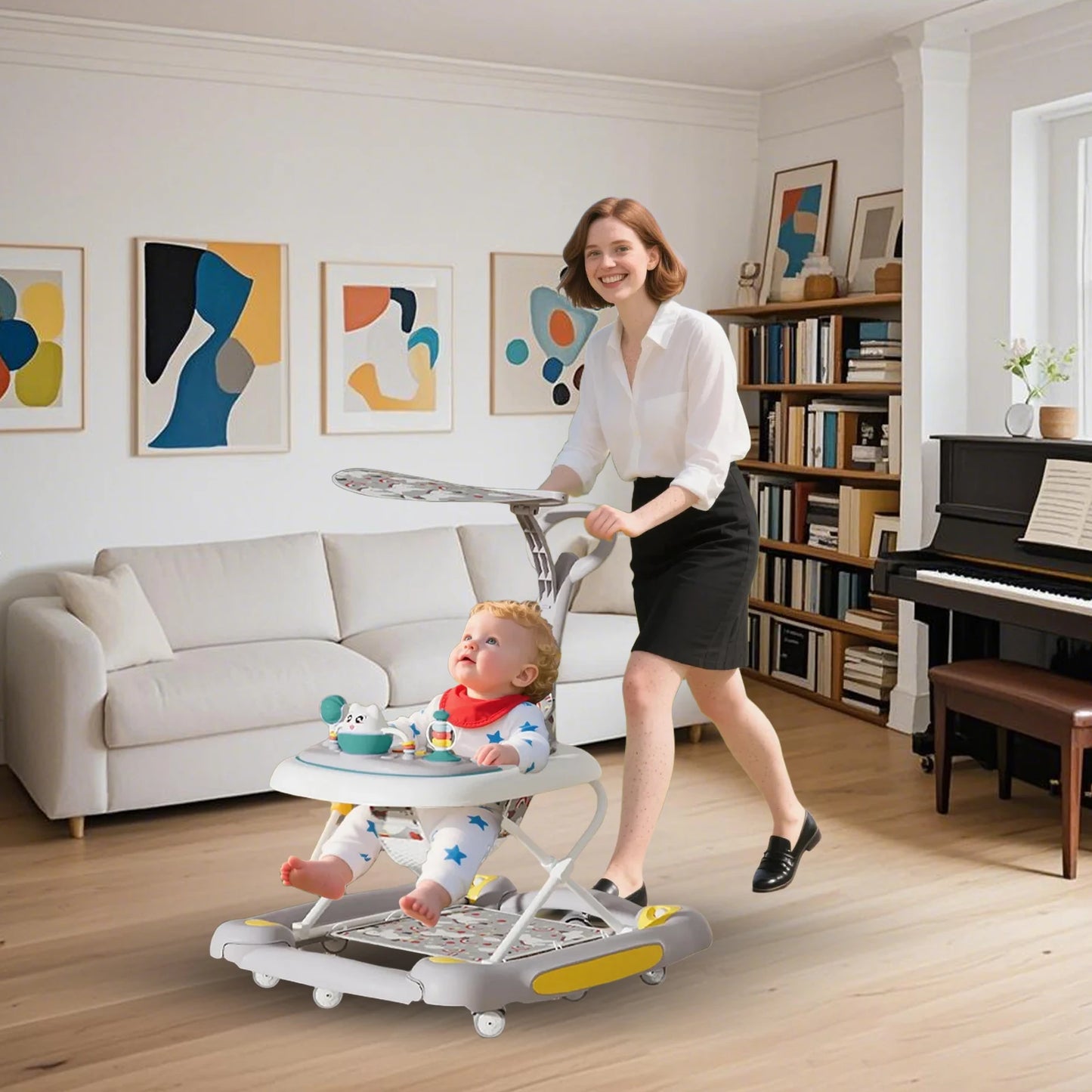 MeiLun Baby Walker Foldable Four Wheel Learning Walker