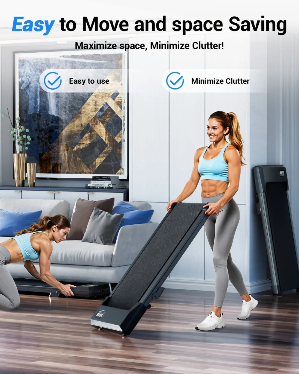Foldable 6% Slope Under Desk Treadmills 2.5 HP Quiet Walking Pad Portable Remote Control LED Display 300LBS Exercise Walkingpad