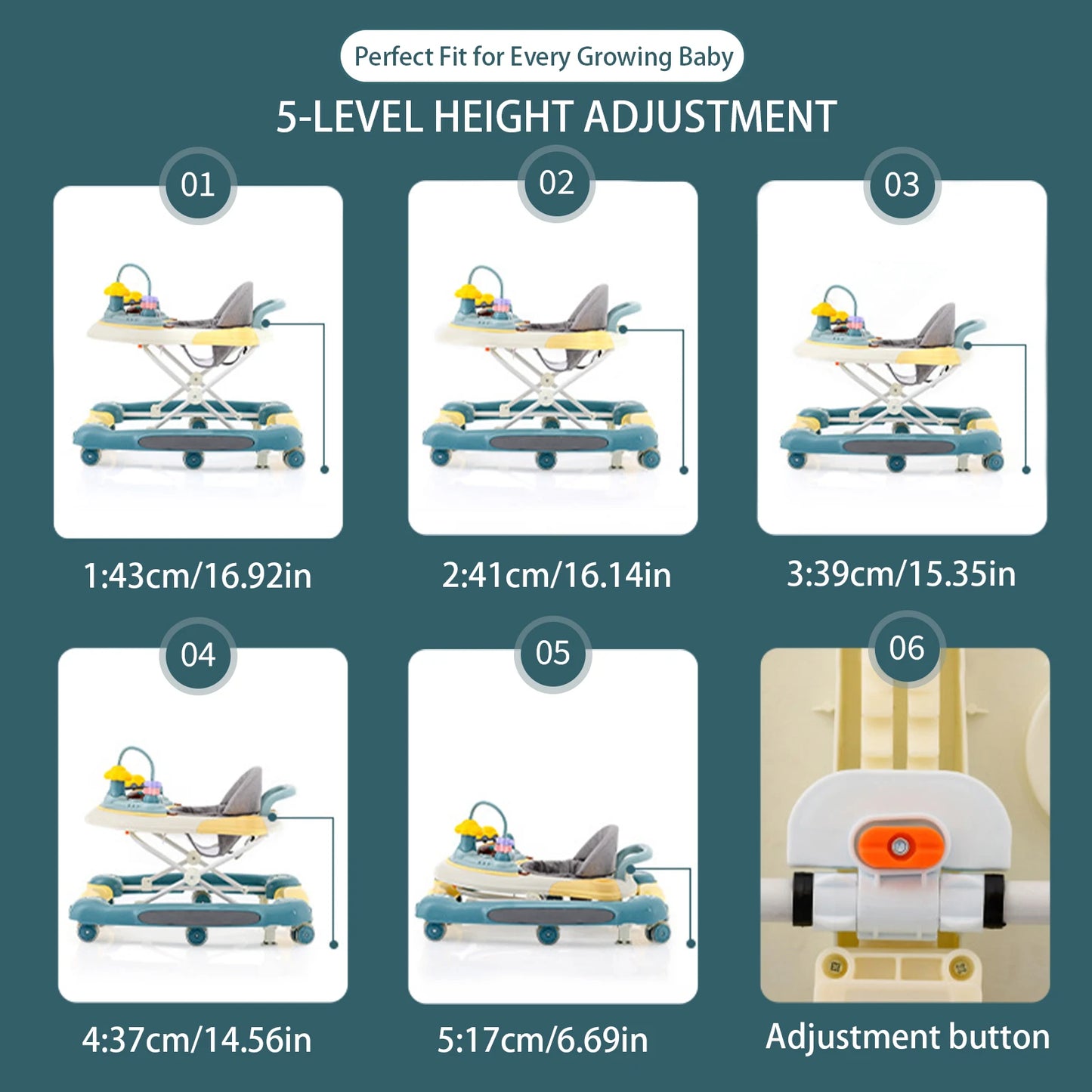 MeiLun Baby Walker Foldable Four Wheel Learning Walker