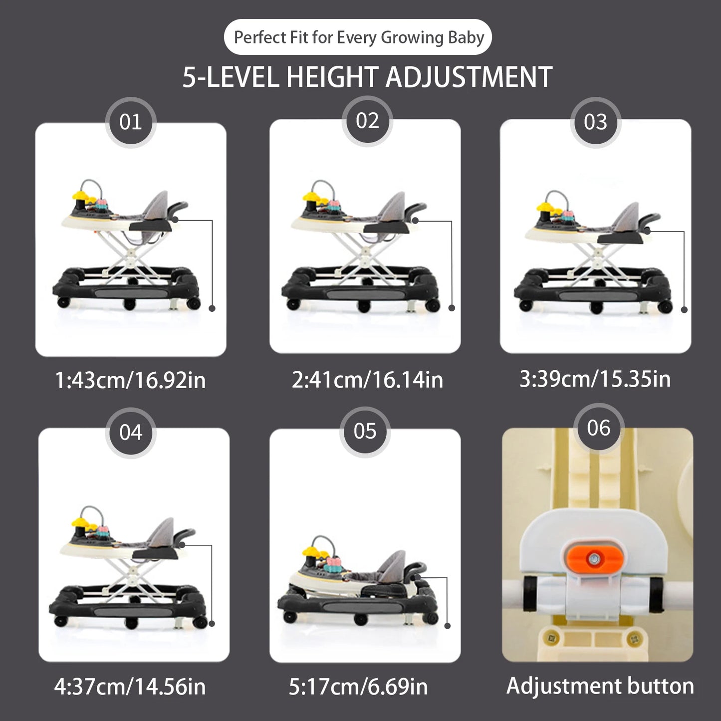 MeiLun Baby Walker Foldable Four Wheel Learning Walker