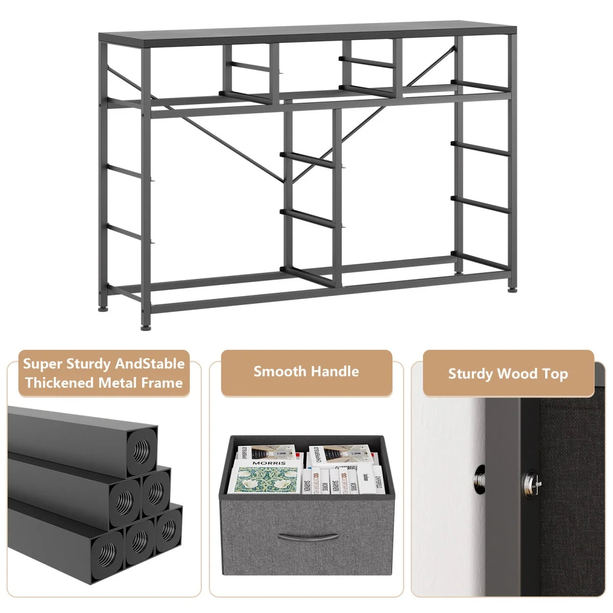 Dresser with 10 Drawers TV Stand Entertainment Center for Bedroom Entryway,Metal Frame