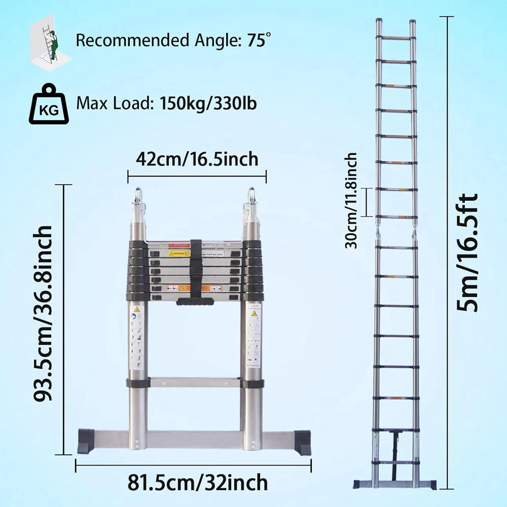 DayPlus Telescopic Ladder Heavy Duty Portable Multi Purpose