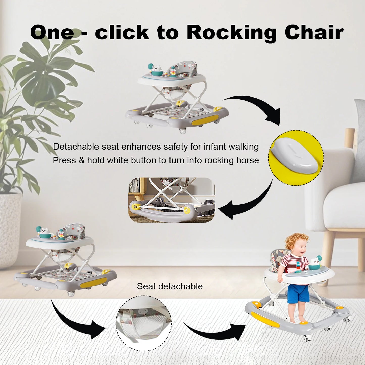 MeiLun Baby Walker Foldable Four Wheel Learning Walker