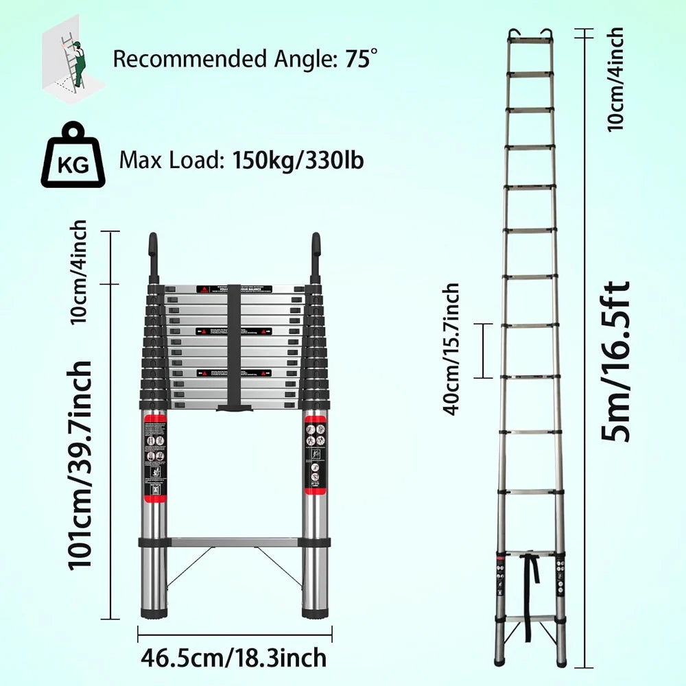 DayPlus Telescopic Ladder Heavy Duty Portable Multi Purpose