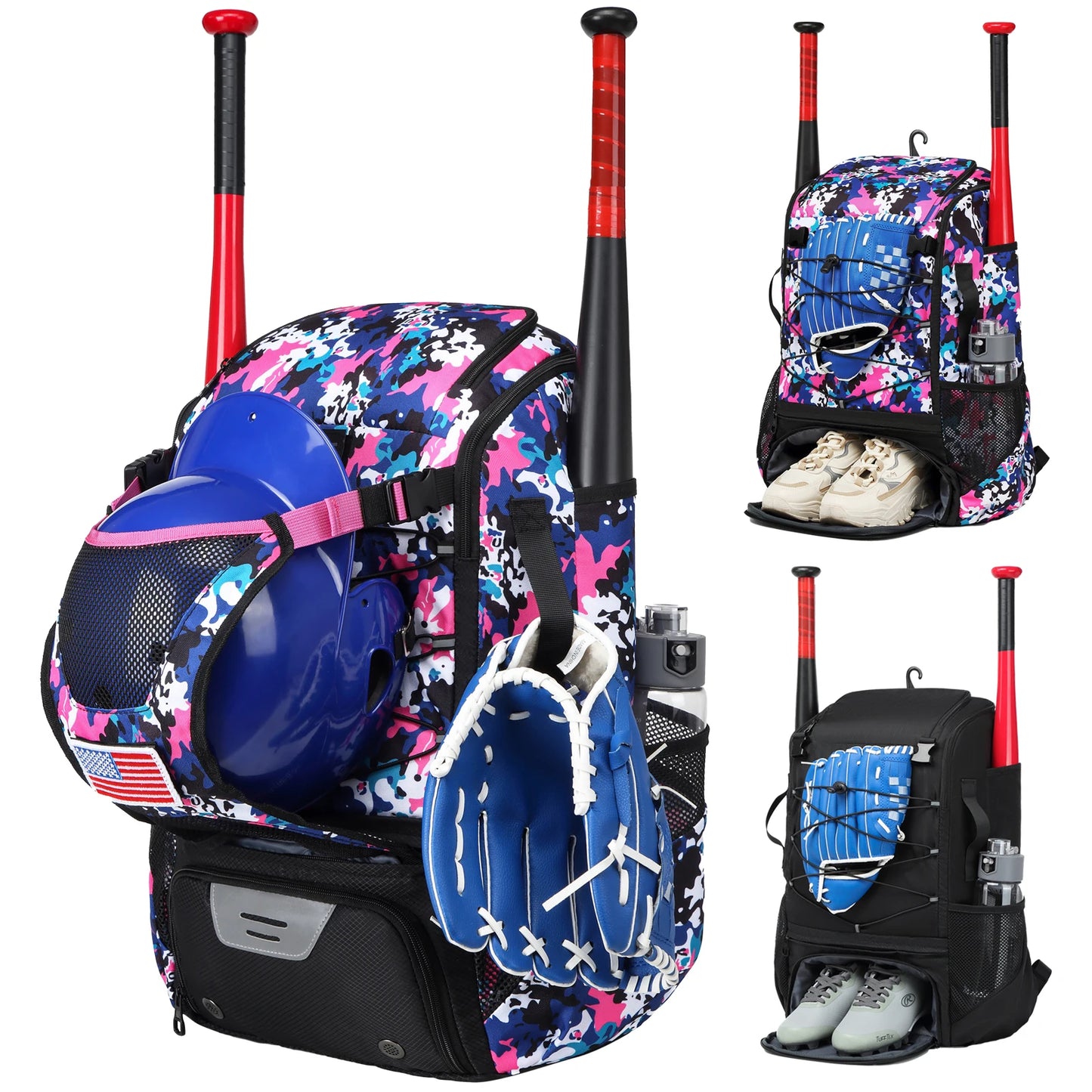 Baseball Equipment Bag Baseball Backpack with Shoe Compartment Softball Bat Bag for Youth Large Capacity Sport Baseball Backpack