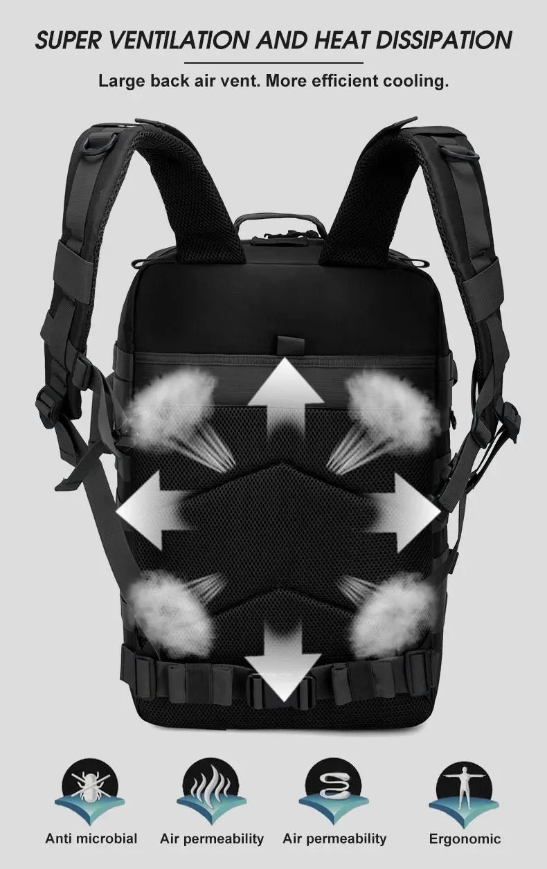 45L/25L /32LTactical Backpack Men's Travel Large Capacity Rucksacks Men Waterproof Outdoor Sports Multi-functional Bags