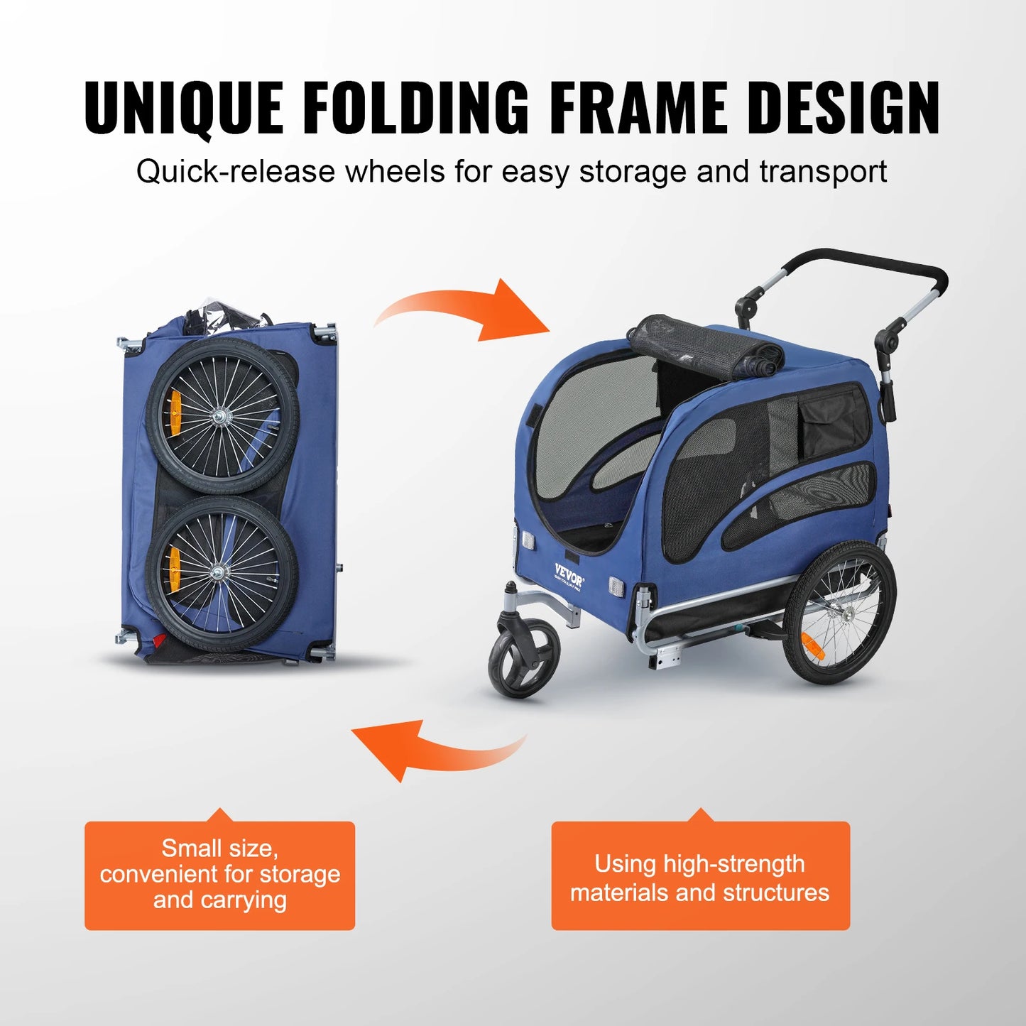 SucceBuy 100 lbs Dog Bike Trailer 2-in-1 Pet Stroller Cart Bicycle Carrier with Wheels Coupler Reflectors Flag for Dogs Travel