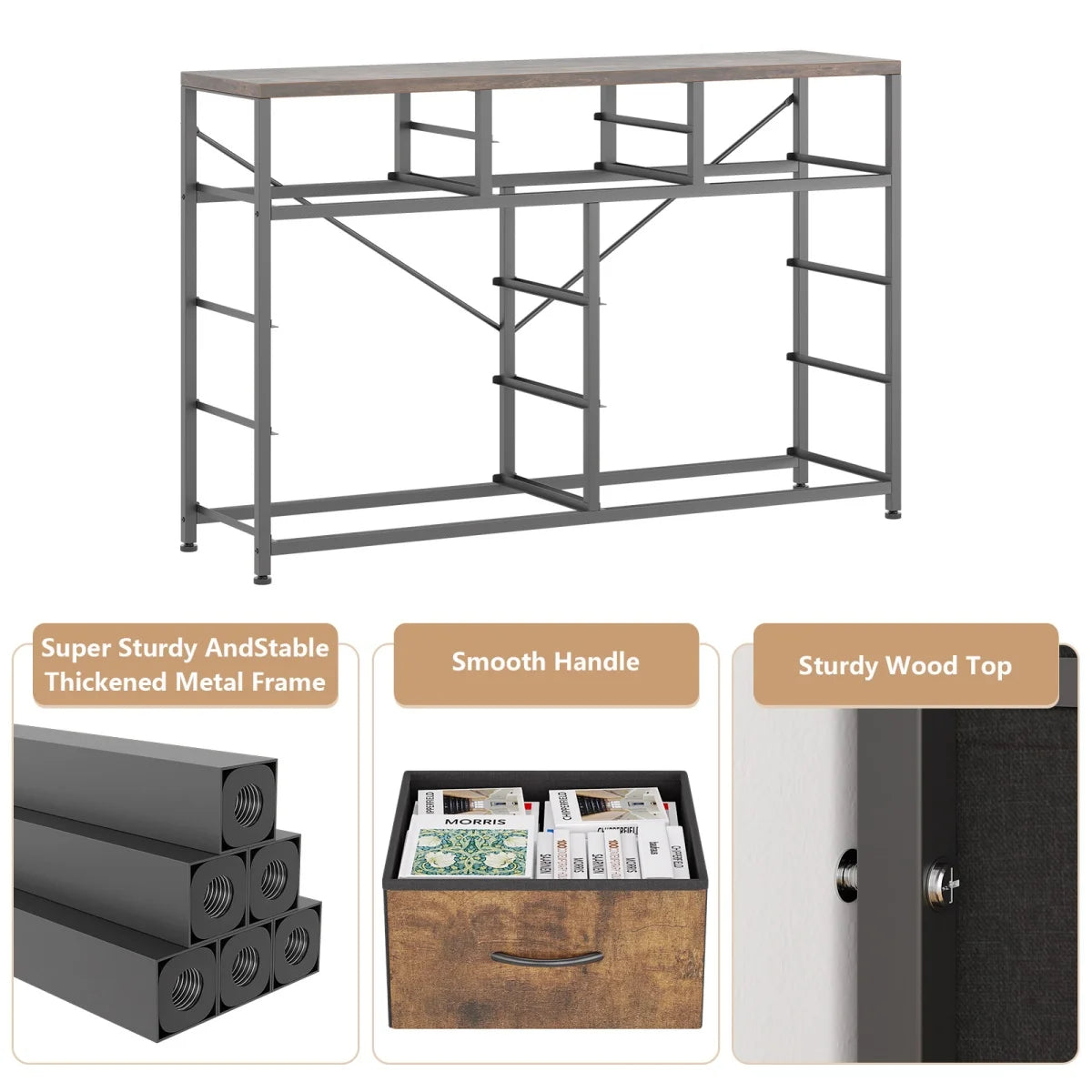 Dresser with 10 Drawers TV Stand Entertainment Center for Bedroom Entryway,Metal Frame