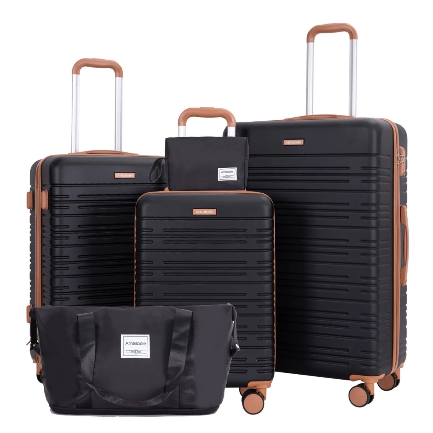 AMALODIECN 5 Piece Hardside Luggage Set With Spinner Wheels