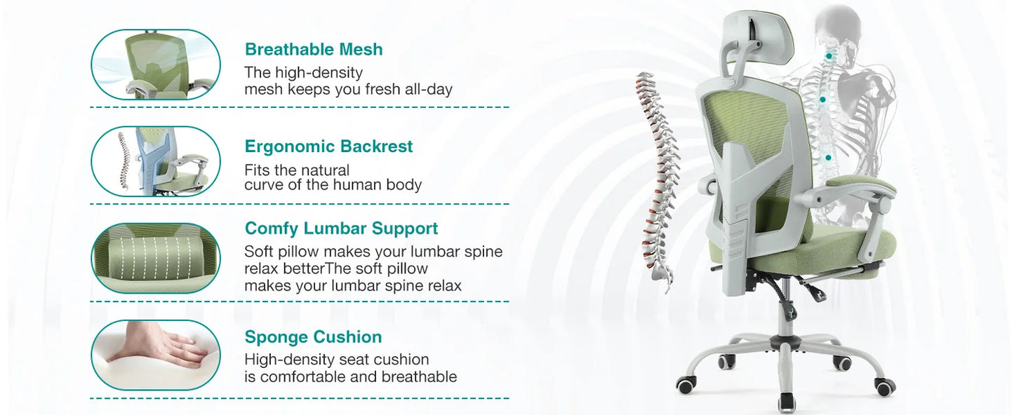 JHK Ergonomic High Back Mesh Office Chair With Lumbar Support