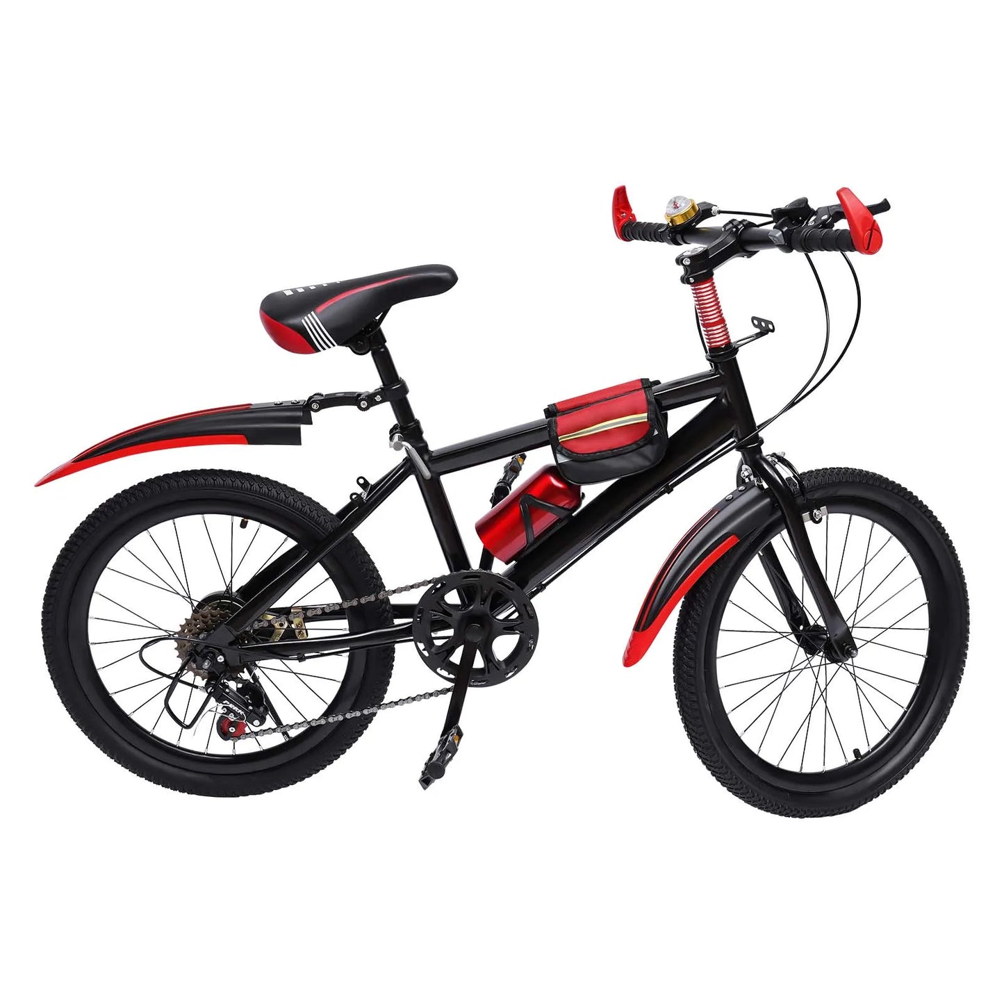 20" Mountain Bike Kids' Bicycles, 7 Speed Gears Children's Bike with Kettle&holder Height Adjustable for Riding on Roads