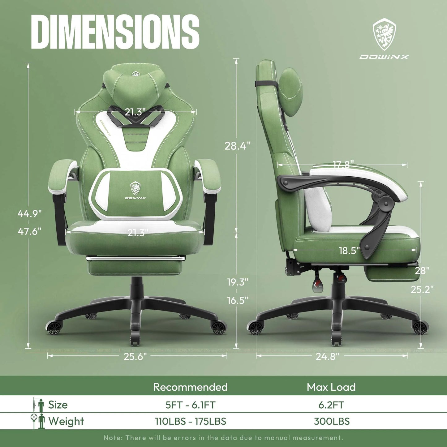 Dowinx Fabric Gaming Chair With Footrest For Heavy People