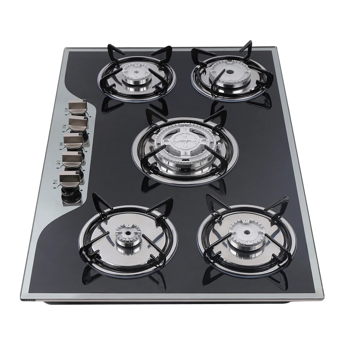 5 Burner Built-In Gas Stove Cast Iron Gas Hob Burner Cooker LPG NG  Dual Fuel Stainless Steel  Gas Hob Cooktop