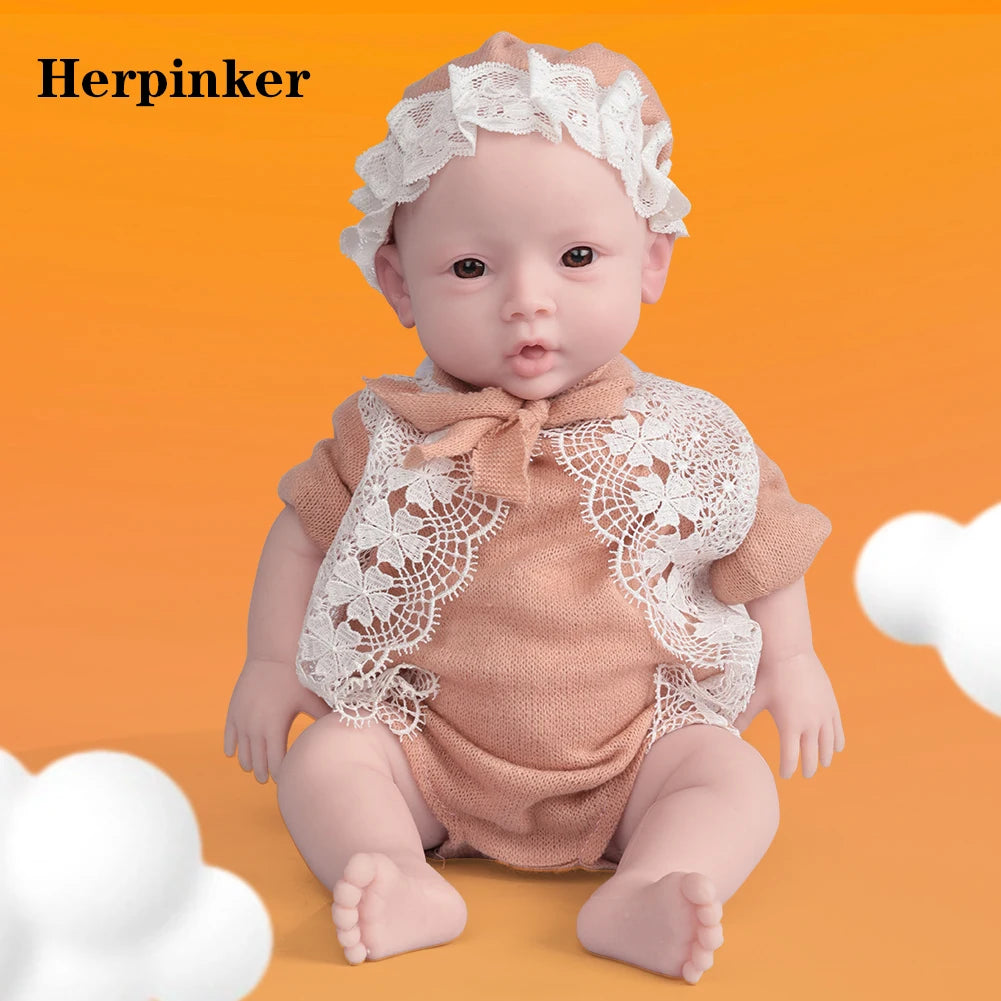 Herpinker Full Silicone Reborn Baby Doll Lifelike Toy