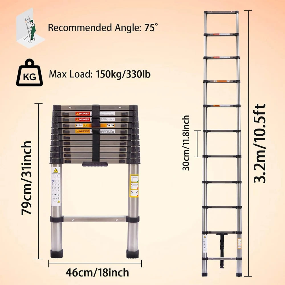 DayPlus Telescopic Ladder Heavy Duty Portable Multi Purpose