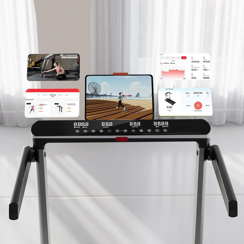 Treadmill for Home 3.0 HP Treadmills 9% Incline Smart App Heart Rate Sensors LCD Digital Display Foldable Armrest Walking Pad