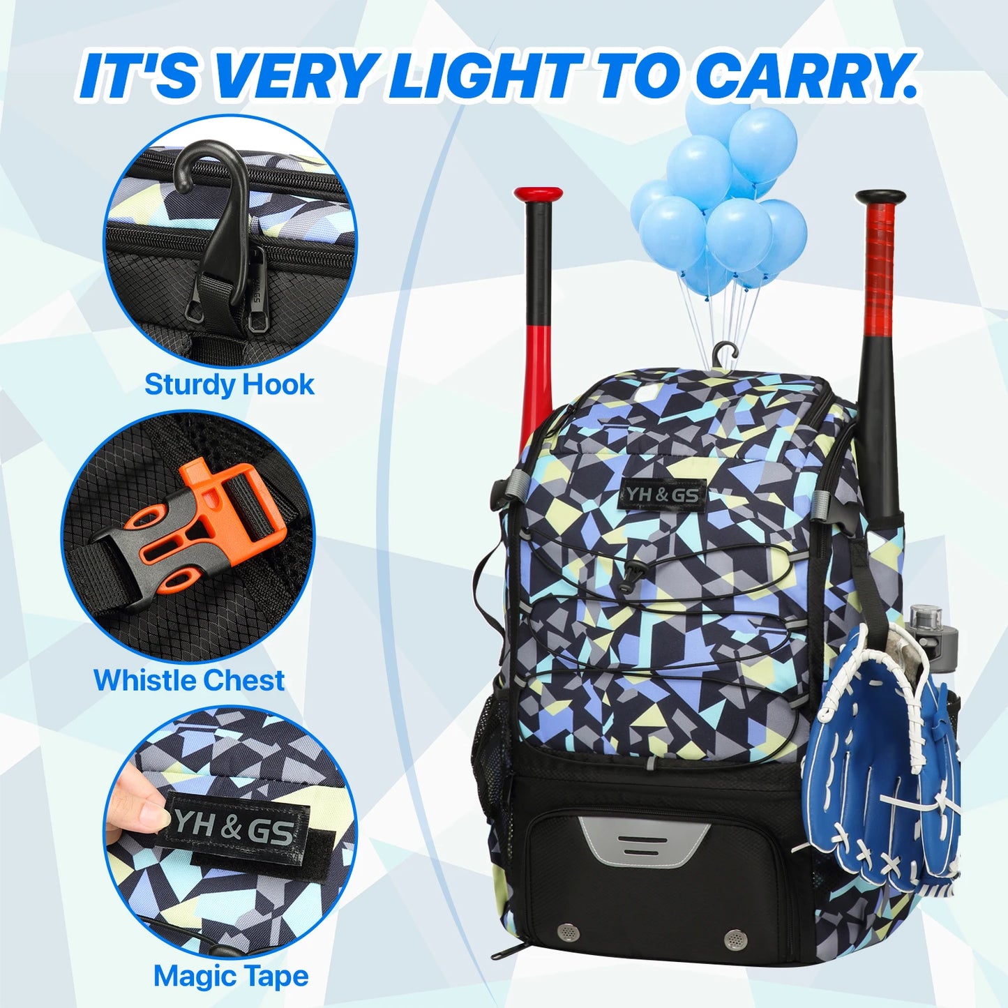 Baseball Equipment Bag Baseball Backpack with Shoe Compartment Softball Bat Bag for Youth Large Capacity Sport Baseball Backpack