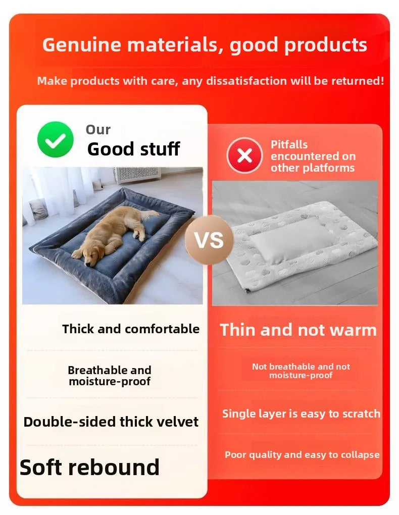 Dog Bed Mat Large Size Sleeping Pad for Winter Use Keep Warm Double-sided Use Golden Retriever Stress-relieving Sleeping Pad