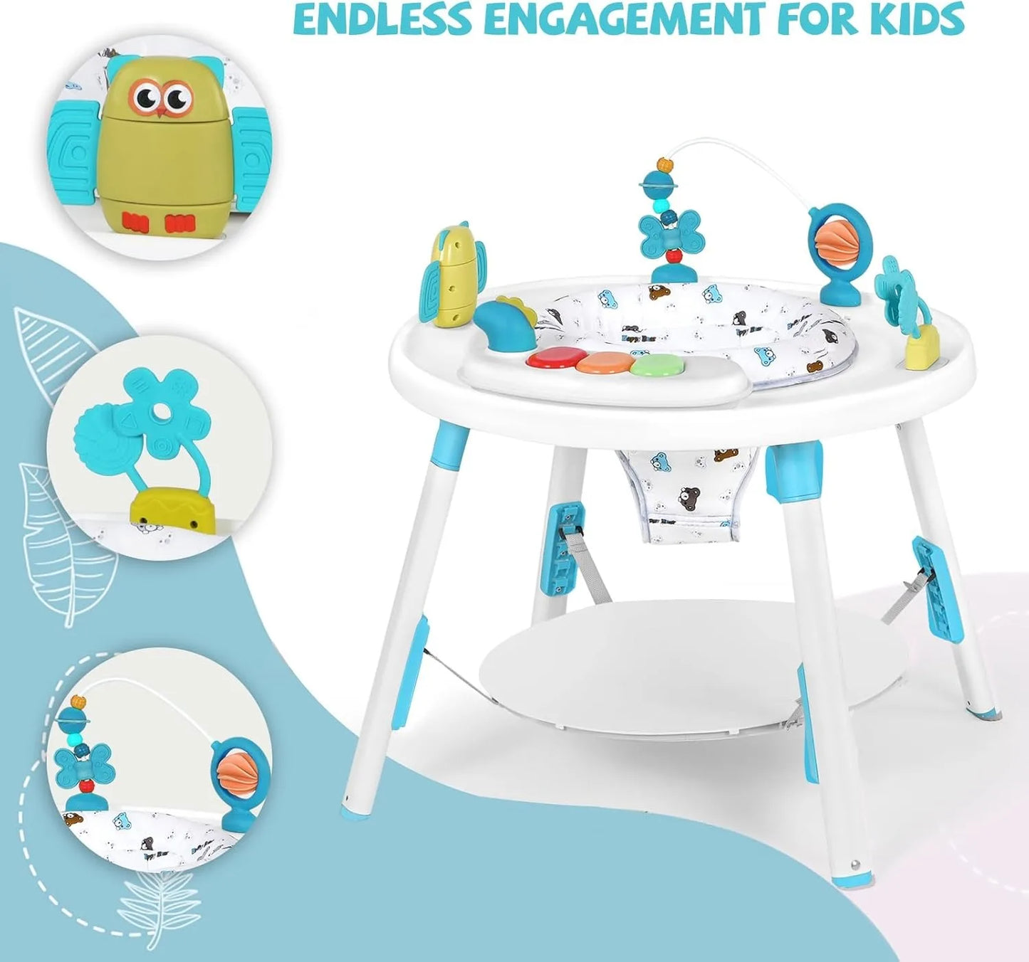 Baby 3-in-1 Activity Center Jumper and Table - with Removable Toys and 360° Rotating Seat - Ideal for Infant Entertainment