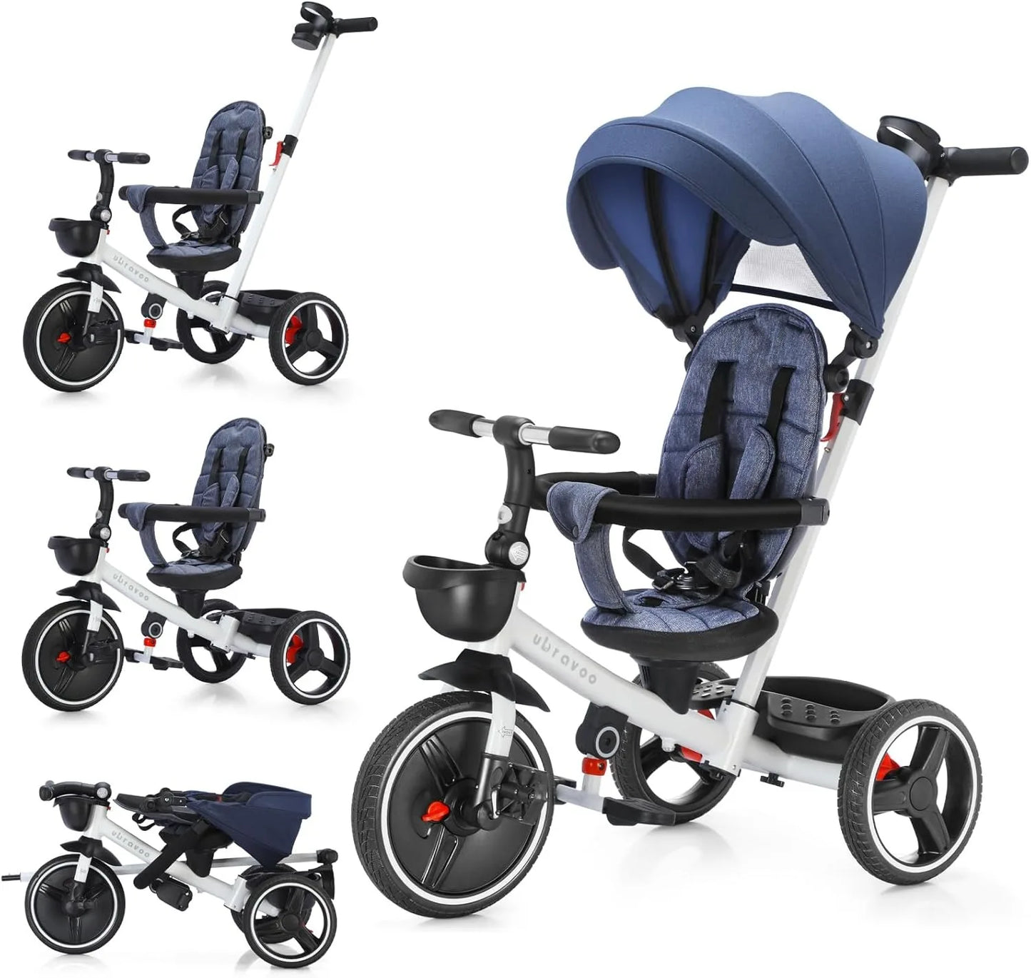 Ubravoo 5 In 1 Baby Stroller Tricycle Ride Bike Canopy