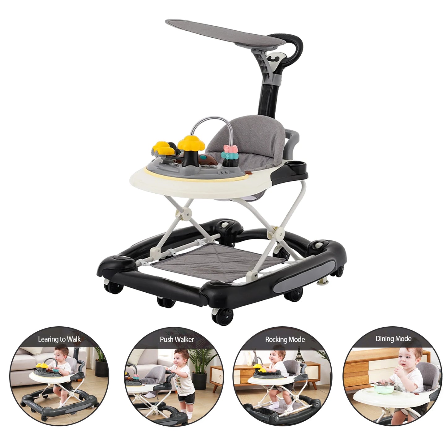 MeiLun Baby Walker Foldable Four Wheel Learning Walker