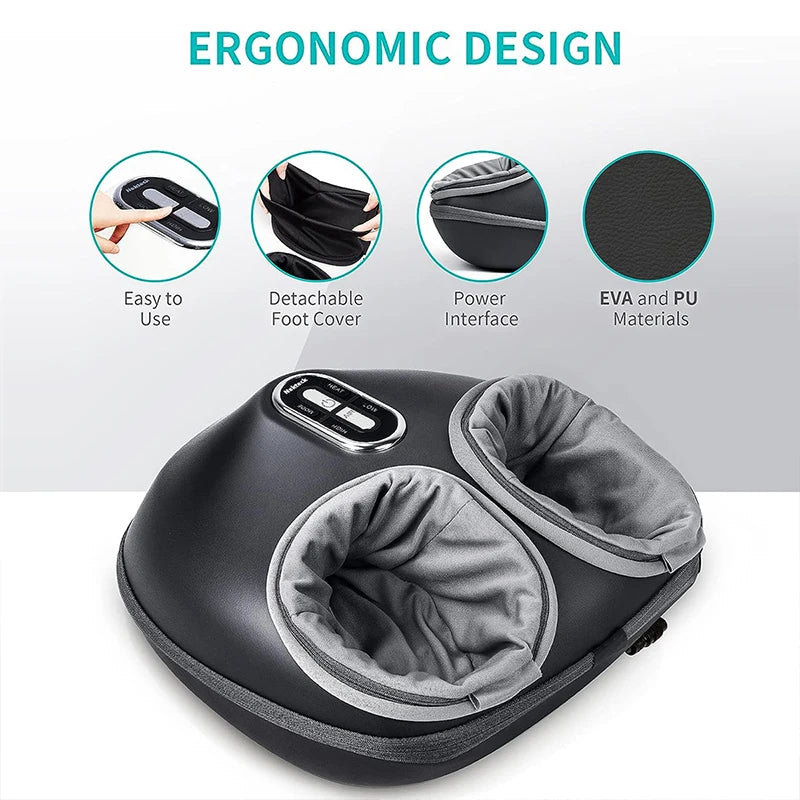 Nekteck Foot Massager Heating Therapy Air Compression Shiatsu Knead Roller Muscle Relaxation Electric Foot Massage Machine