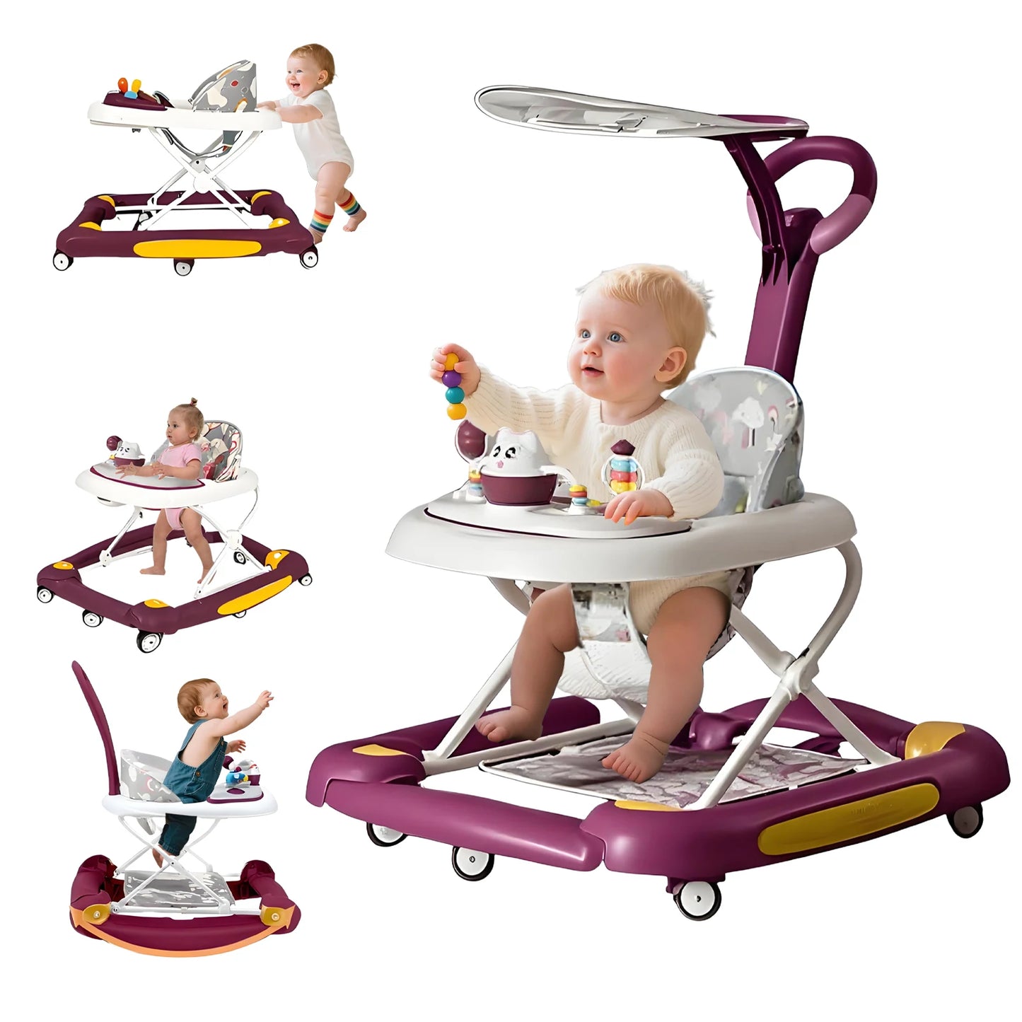 MeiLun Baby Walker Foldable Four Wheel Learning Walker