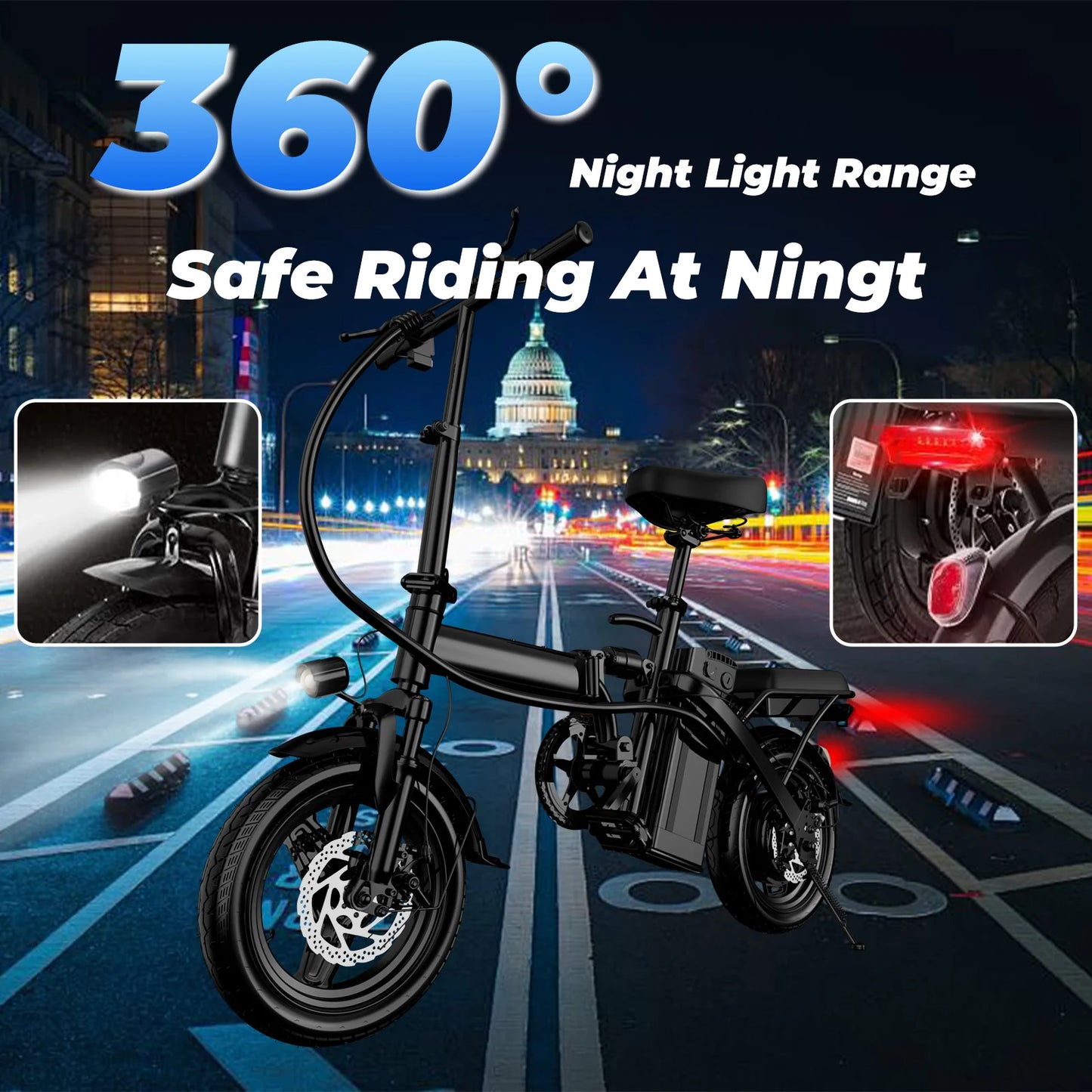 LELEKUAI 500W Folding Electric Bike 20 MPH With Removable Battery