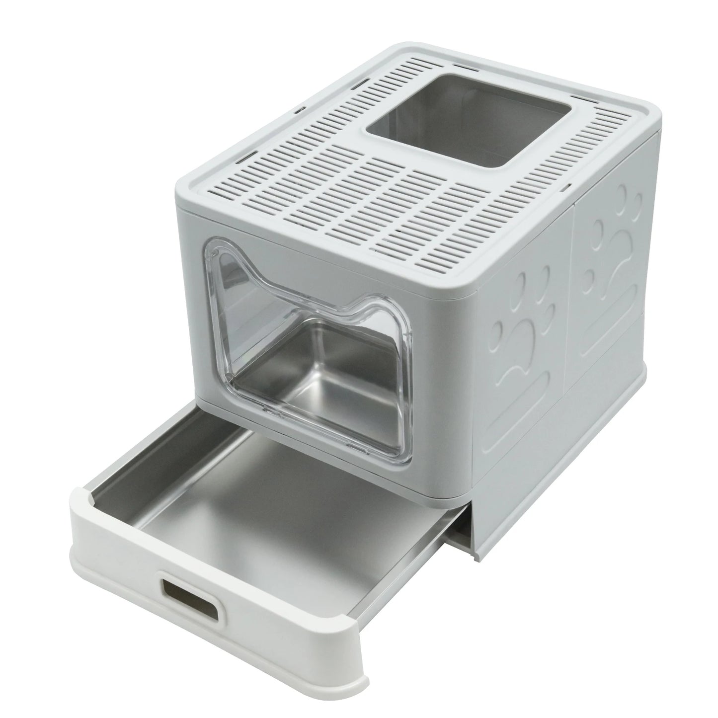 4-Style Cat Litter Box with Lid Large Kitty Litter Box Enclosed with High Sided Enclosure Scoop Non-Sticky
