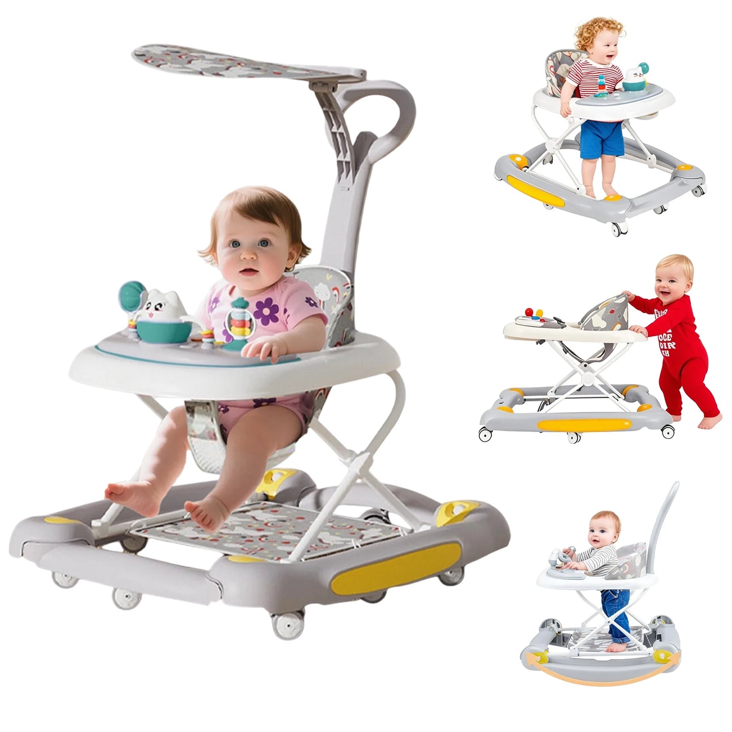 MeiLun Baby Walker Foldable Four Wheel Learning Walker
