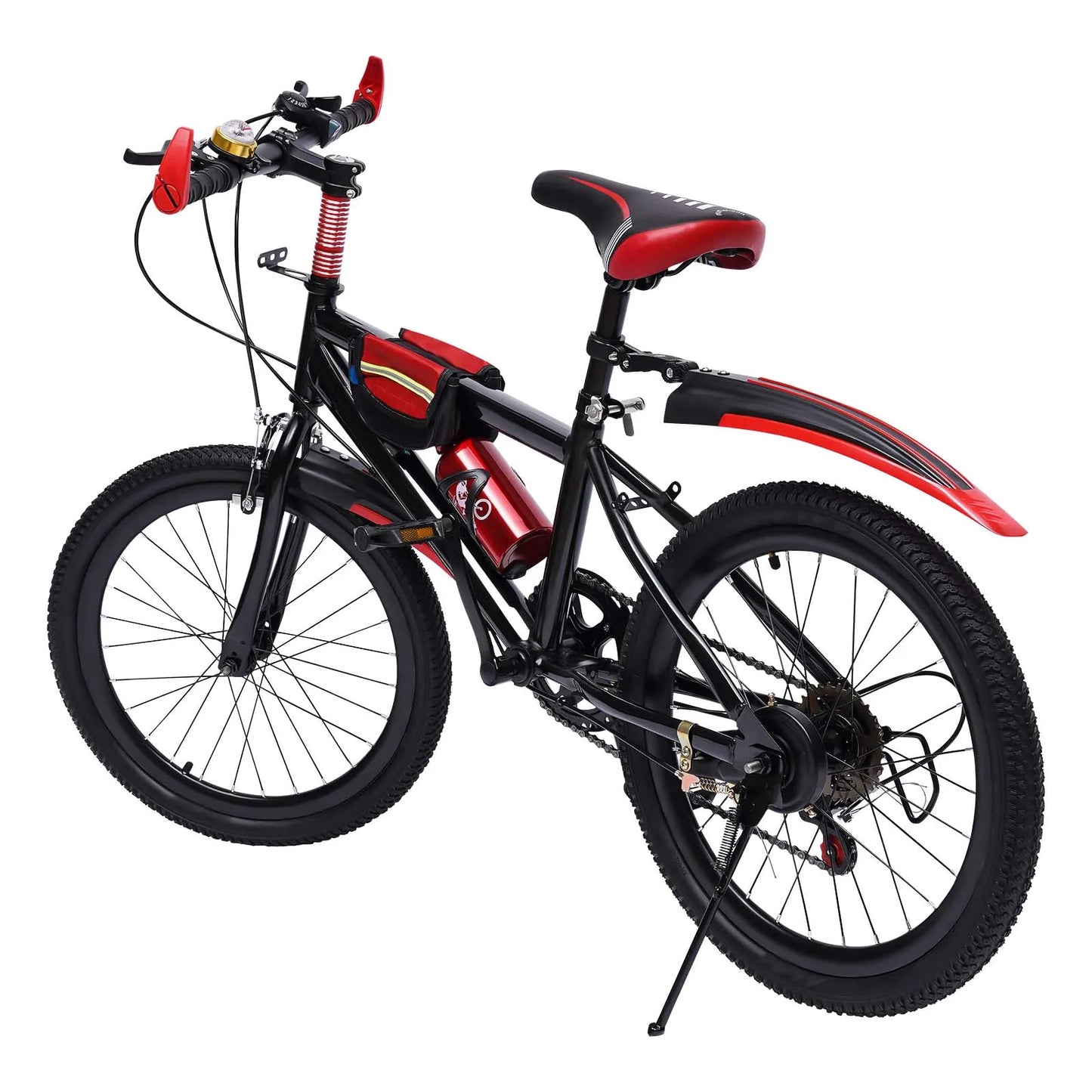20" Mountain Bike Kids' Bicycles, 7 Speed Gears Children's Bike with Kettle&holder Height Adjustable for Riding on Roads