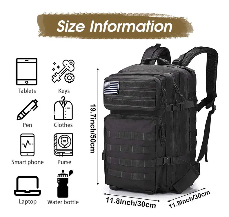 45L/25L /32LTactical Backpack Men's Travel Large Capacity Rucksacks Men Waterproof Outdoor Sports Multi-functional Bags