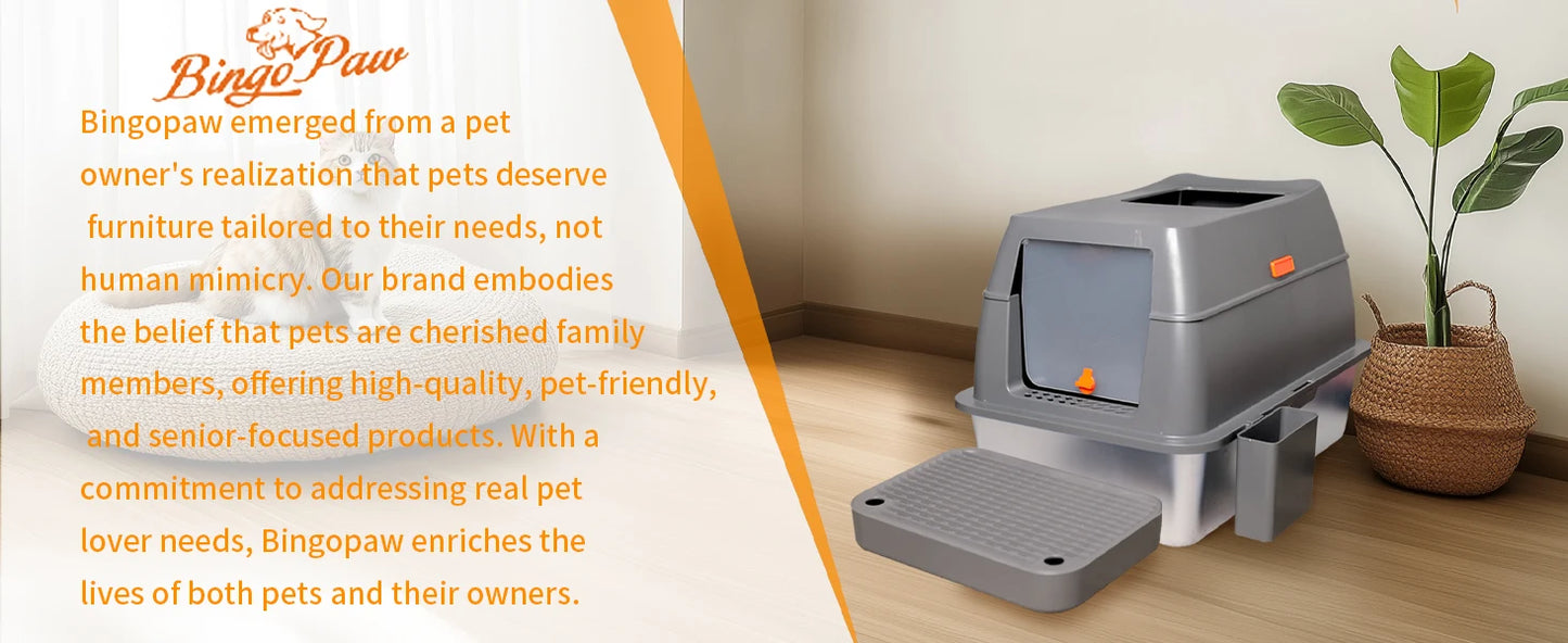 4-Style Cat Litter Box with Lid Large Kitty Litter Box Enclosed with High Sided Enclosure Scoop Non-Sticky