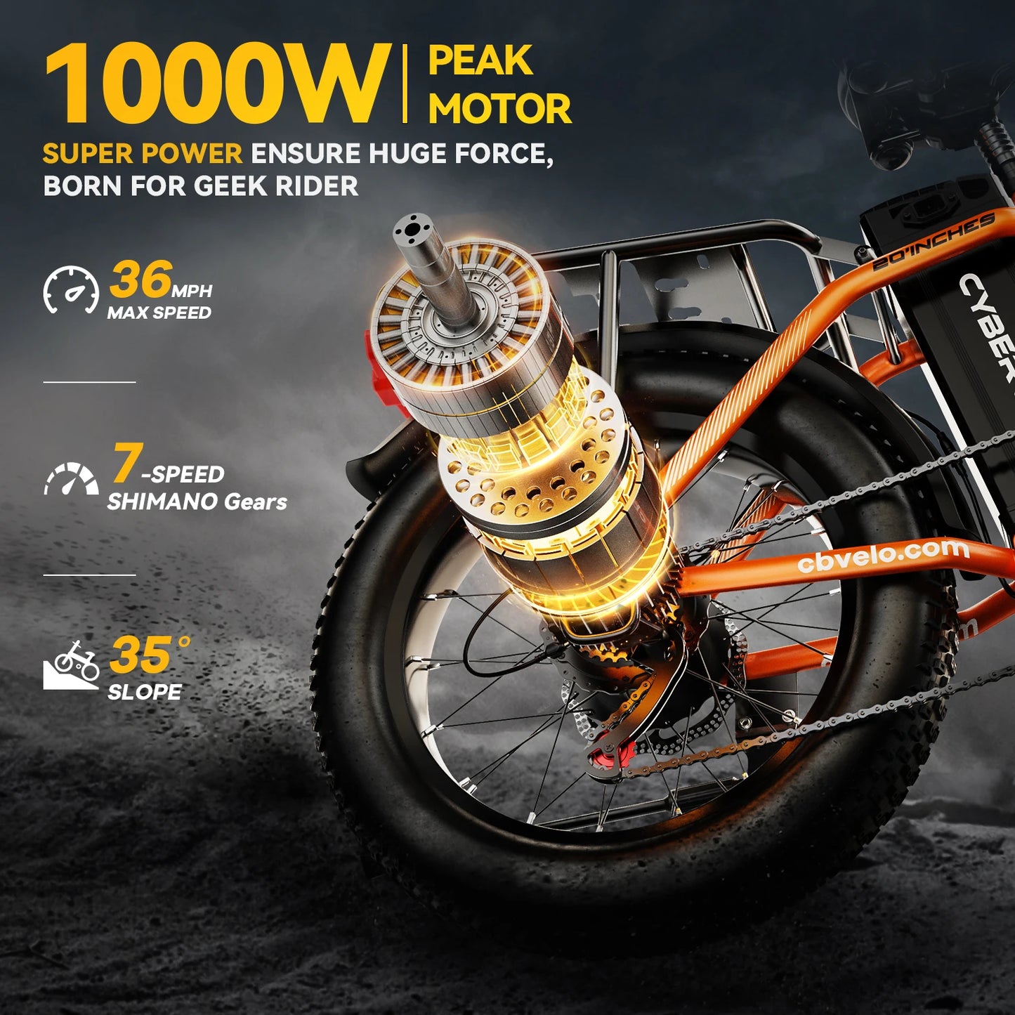 CYBERVELO EK4 Folding Electric Bike 1000W With Removable Battery