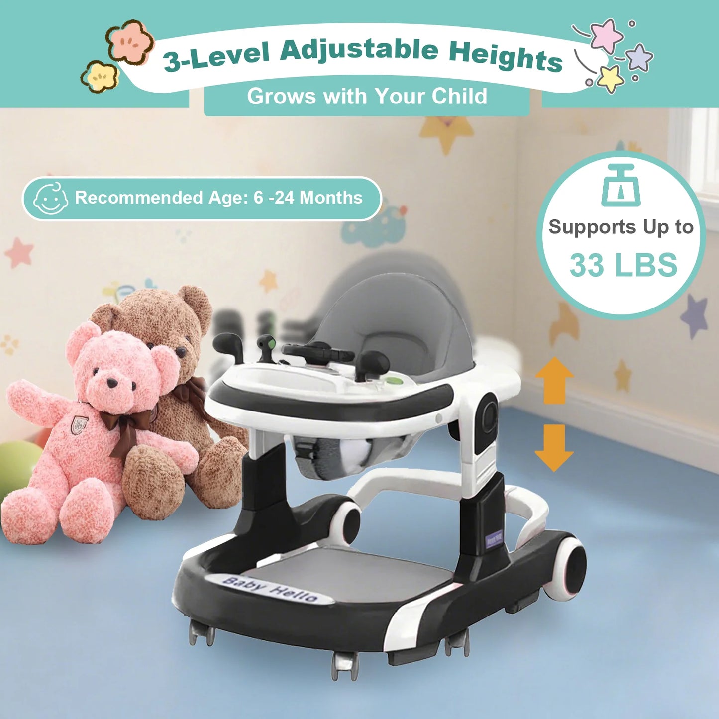 Guangdong CN Multifunctional Baby Walker With Sunshade And Music