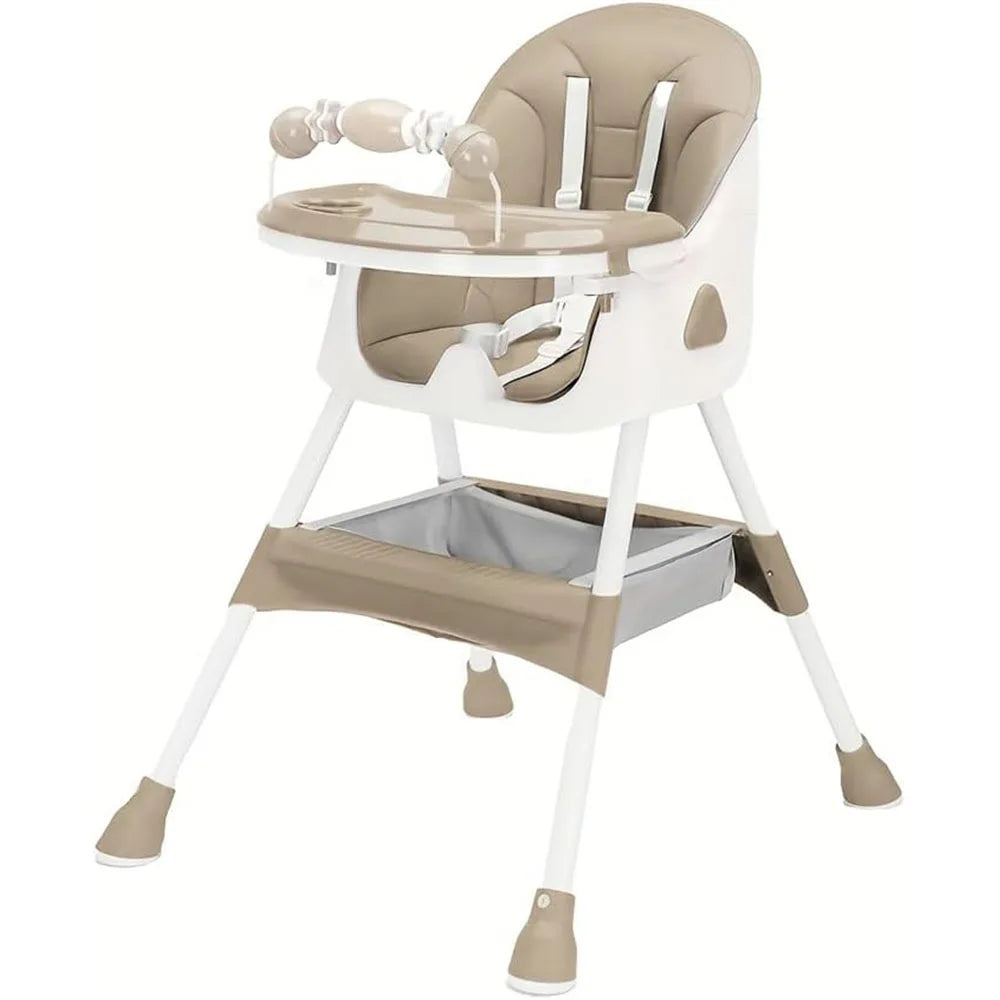 PIORLADO Foldable Baby High Chair With Tray And Toy Rack