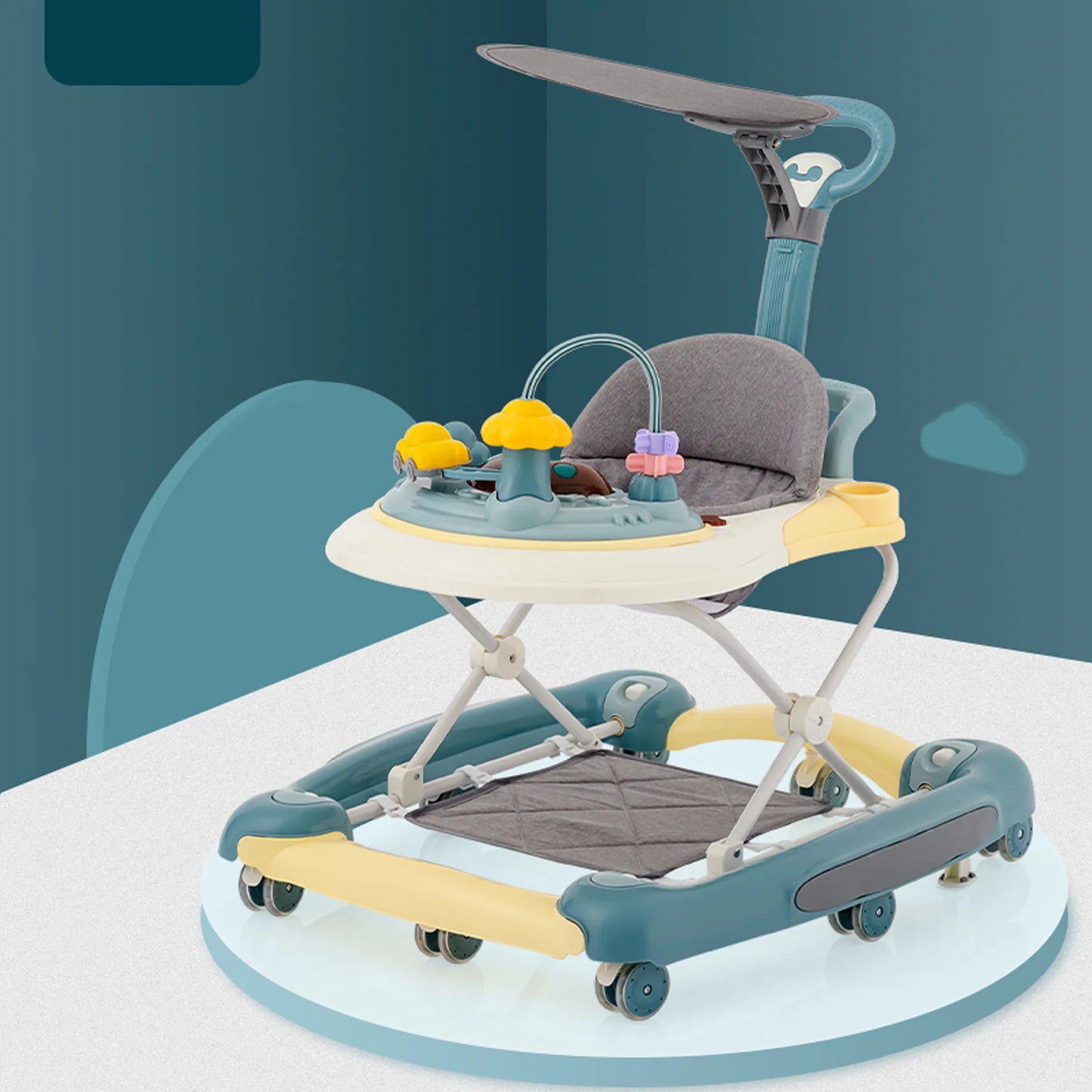 MeiLun Baby Walker Foldable Four Wheel Learning Walker