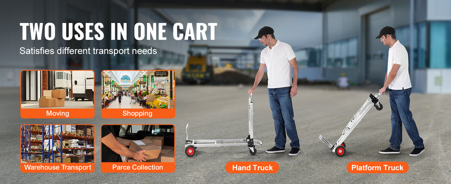 SucceBuy 400 lbs Folding Hand Truck Lightweight Dolly with Wheels Foldable Luggage Utility Cart for Warehouse Transport Moving